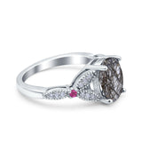Oval Natural Stone Leaf Design Wedding Ring