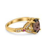 Oval Natural Stone Leaf Design Wedding Ring