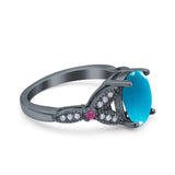 Oval Natural Stone Leaf Design Wedding Ring