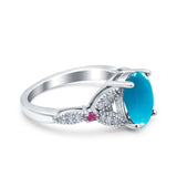 Oval Natural Stone Leaf Design Wedding Ring