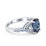 Oval Natural Stone Leaf Design Wedding Ring