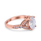 Oval Natural Stone Leaf Design Wedding Ring