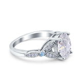 Oval Natural Stone Leaf Design Wedding Ring