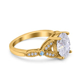Oval Natural Stone Leaf Design Wedding Ring