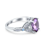 Oval Natural Stone Leaf Design Wedding Ring