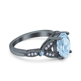 Oval Natural Stone Leaf Design Wedding Ring
