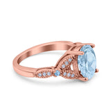 Oval Natural Stone Leaf Design Wedding Ring
