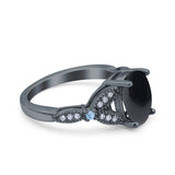 Oval Natural Stone Leaf Design Wedding Ring