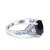 Oval Natural Stone Leaf Design Wedding Ring