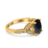 Oval Natural Stone Leaf Design Wedding Ring