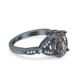 Oval Natural Stone Leaf Design Wedding Ring