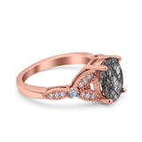 Oval Natural Stone Leaf Design Wedding Ring