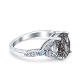 Oval Natural Stone Leaf Design Wedding Ring