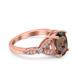 Oval Natural Stone Leaf Design Wedding Ring