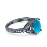 Oval Natural Stone Leaf Design Wedding Ring