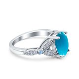 Oval Natural Stone Leaf Design Wedding Ring
