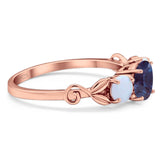 Three Stone Round Natural Stone Ring