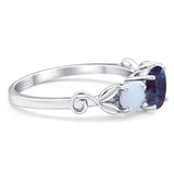 Three Stone Round Natural Stone Ring