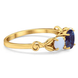 Three Stone Round Natural Stone Ring