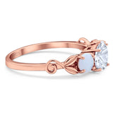 Three Stone Round Natural Stone Ring