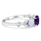 Three Stone Round Natural Stone Ring