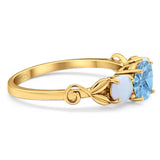 Three Stone Round Natural Stone Ring