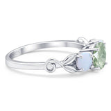 Three Stone Round Natural Stone Ring