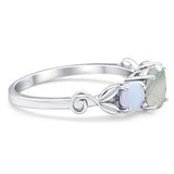 Three Stone Round Natural Stone Ring