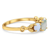 Three Stone Round Natural Stone Ring