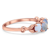 Three Stone Round Natural Stone Ring