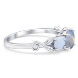 Three Stone Round Natural Stone Ring