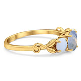 Three Stone Round Natural Stone Ring