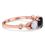 Three Stone Round Natural Stone Ring