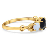 Three Stone Round Natural Stone Ring