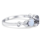 Three Stone Round Natural Stone Ring