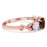 Three Stone Round Natural Stone Ring