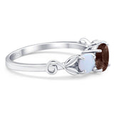 Three Stone Round Natural Stone Ring