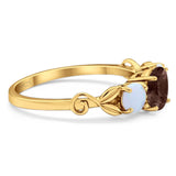 Three Stone Round Natural Stone Ring