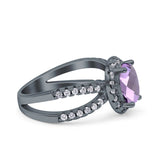 Halo Split Shank Oval Natural Stone