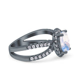 Halo Split Shank Oval Natural Stone