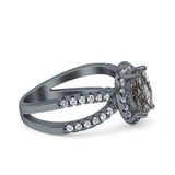 Halo Split Shank Oval Natural Stone