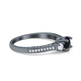 Three Stone Round Natural Stone Ring