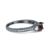 Three Stone Round Natural Stone Ring