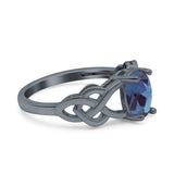 Art Deco Oval Natural Stone Trinity Ring