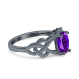 Art Deco Oval Natural Stone Trinity Ring