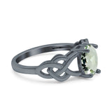 Art Deco Oval Natural Stone Trinity Ring