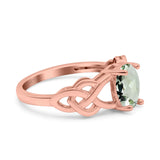 Art Deco Oval Natural Stone Trinity Ring