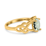 Art Deco Oval Natural Stone Trinity Ring