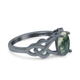 Art Deco Oval Natural Stone Trinity Ring