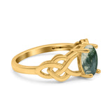 Art Deco Oval Natural Stone Trinity Ring